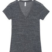 +CANVAS Ladies' Jersey Short-Sleeve Deep V-Neck Tee