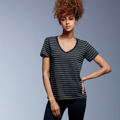 Ladies' Lightweight Striped V-Neck Tee